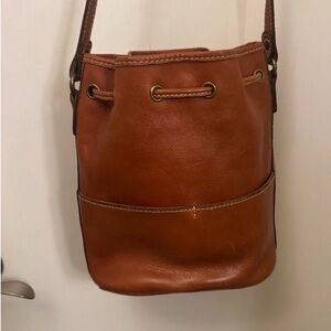 Patricia Nash Tan Leather Bucket Crossbody Bag